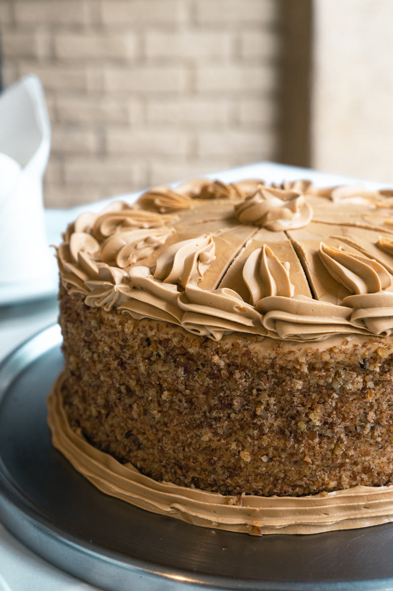 Layered cake with caramel frosting