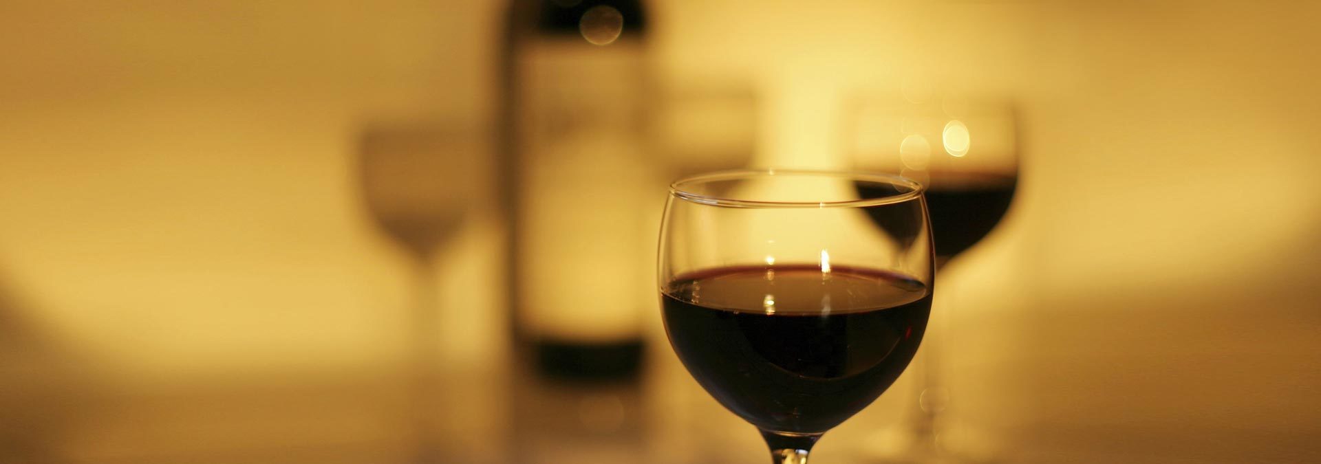 Red wine glass close-up