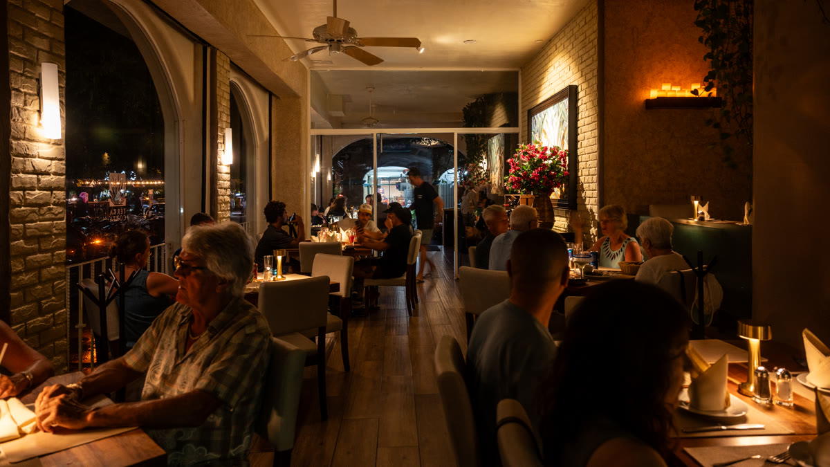 Terra Cotta restaurant interior at night